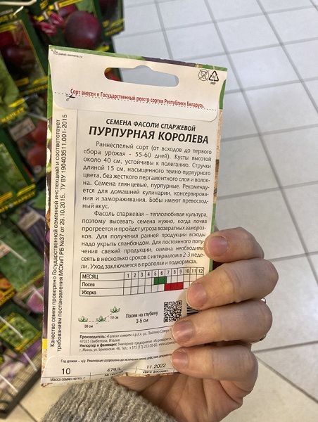 фасоль спаржевая Пурпурная королева (фиолетовая)